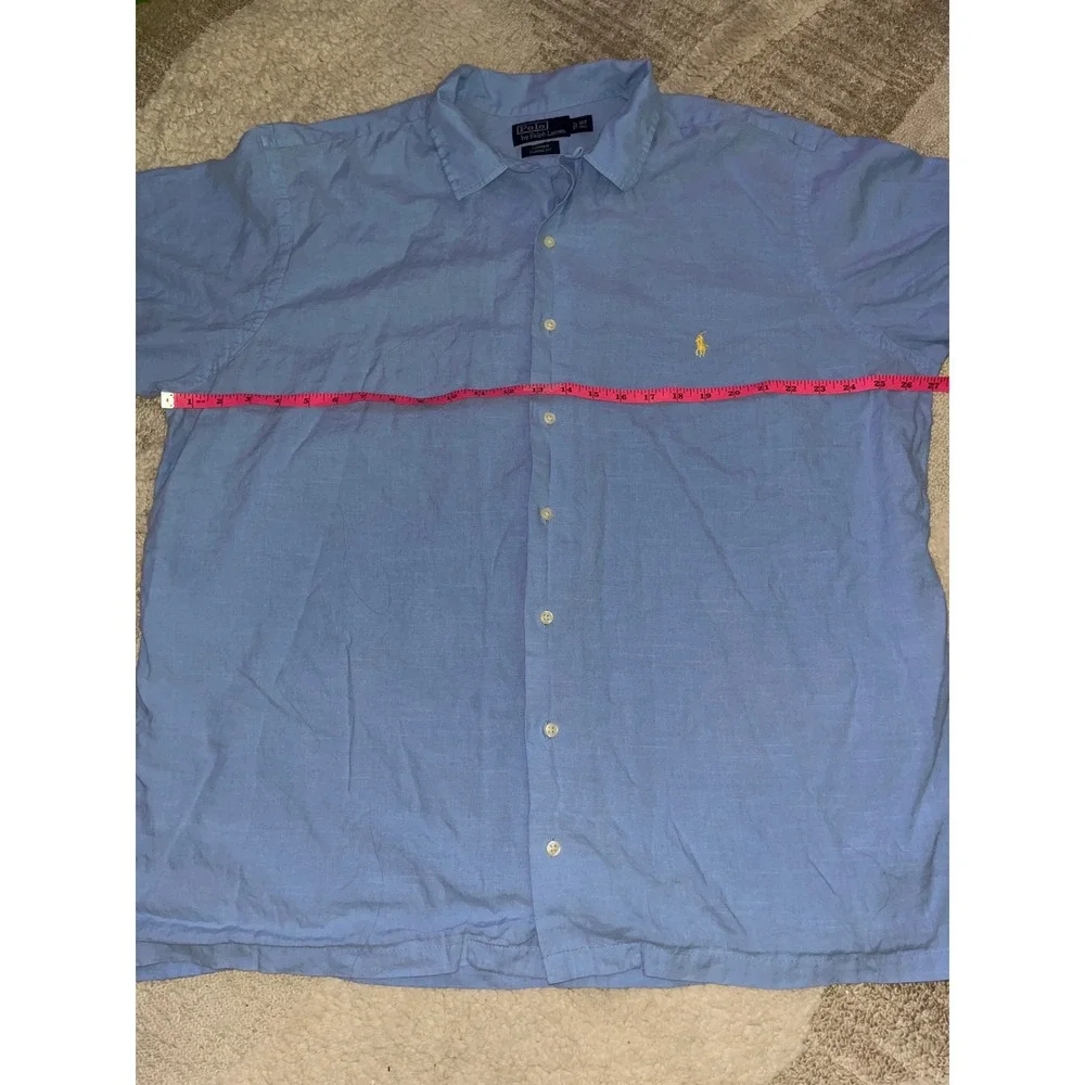 Polo Ralph Lauren Curham Classic Fit Blue Short Sleeve Shirt XLT Tall Mens
